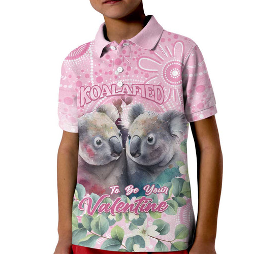 Australia Koala Valentine's Day Kid Polo Shirt Koalified To Be Your Valentine