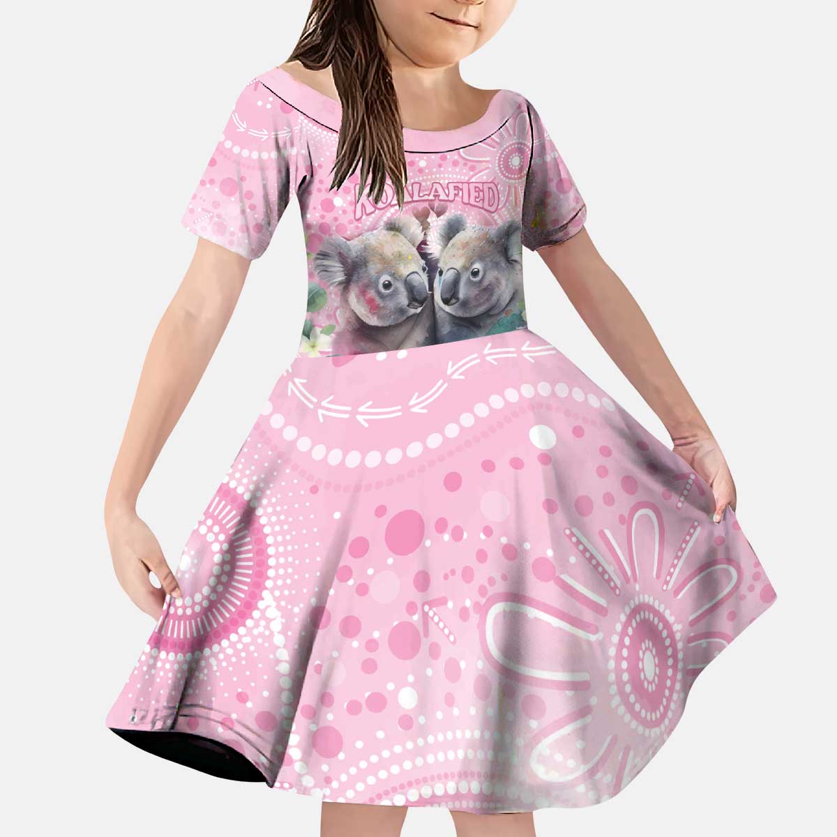 Australia Koala Valentine's Day Kid Short Sleeve Dress Koalified To Be Your Valentine