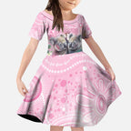 Australia Koala Valentine's Day Kid Short Sleeve Dress Koalified To Be Your Valentine