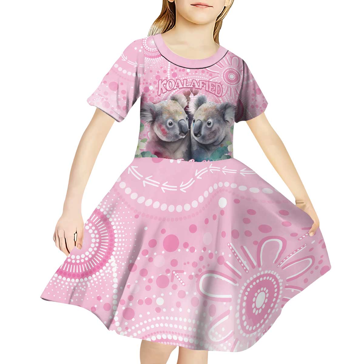 Australia Koala Valentine's Day Kid Short Sleeve Dress Koalified To Be Your Valentine