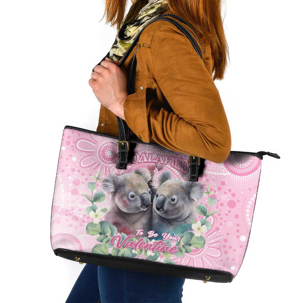 Australia Koala Valentine's Day Leather Tote Bag Koalified To Be Your Valentine