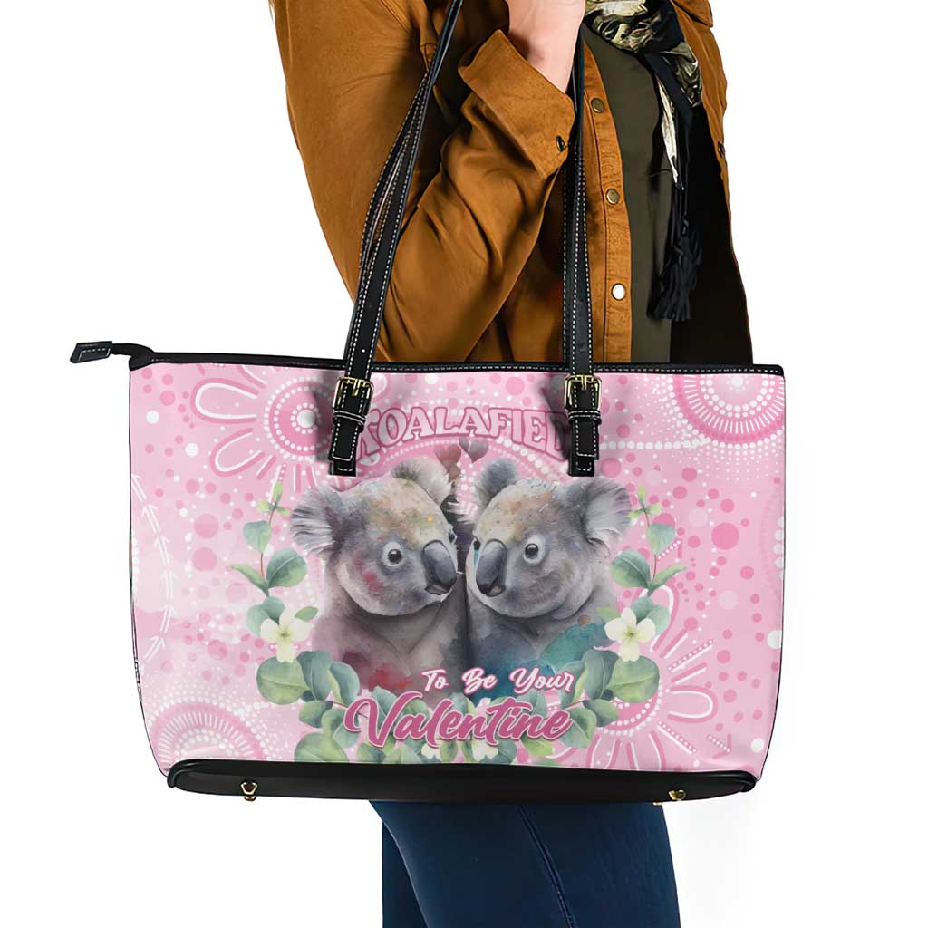 Australia Koala Valentine's Day Leather Tote Bag Koalified To Be Your Valentine