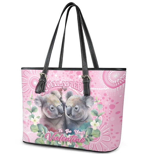 Australia Koala Valentine's Day Leather Tote Bag Koalified To Be Your Valentine