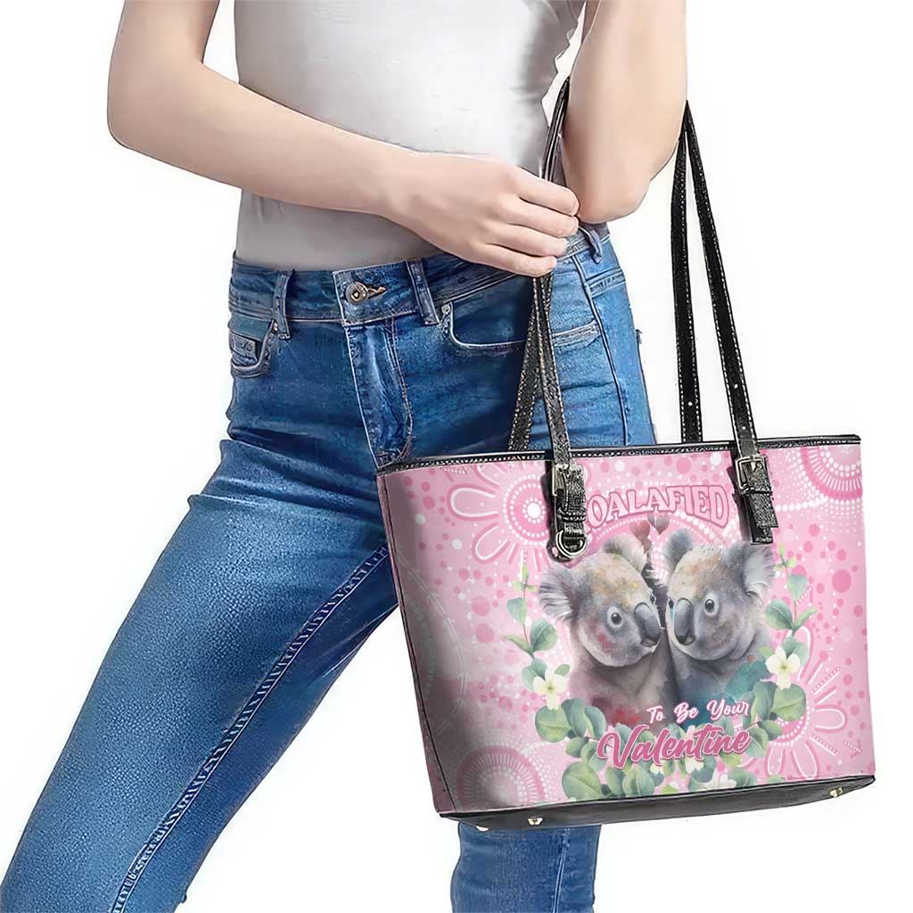 Australia Koala Valentine's Day Leather Tote Bag Koalified To Be Your Valentine