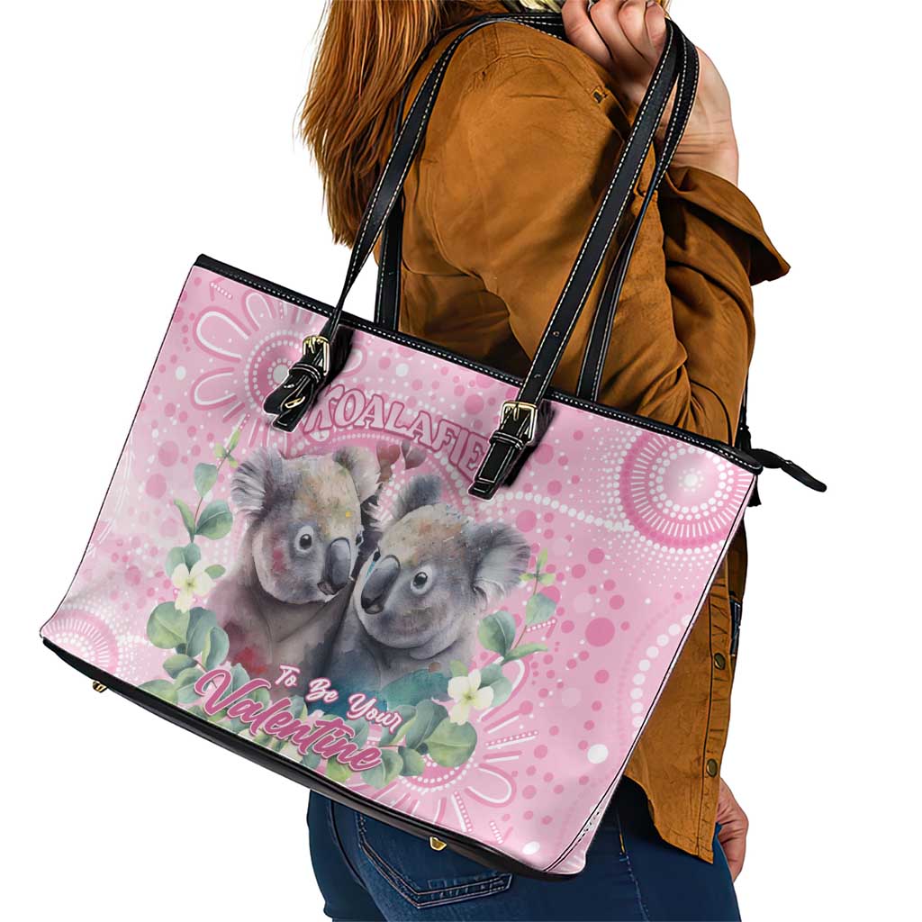 Australia Koala Valentine's Day Leather Tote Bag Koalified To Be Your Valentine