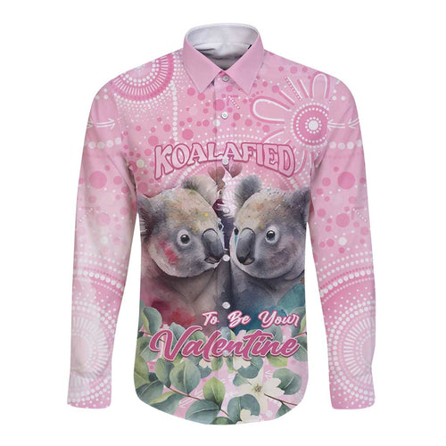 Australia Koala Valentine's Day Long Sleeve Button Shirt Koalified To Be Your Valentine