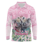 Australia Koala Valentine's Day Long Sleeve Polo Shirt Koalified To Be Your Valentine