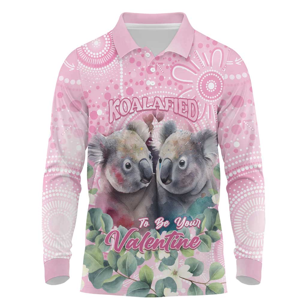 Australia Koala Valentine's Day Long Sleeve Polo Shirt Koalified To Be Your Valentine