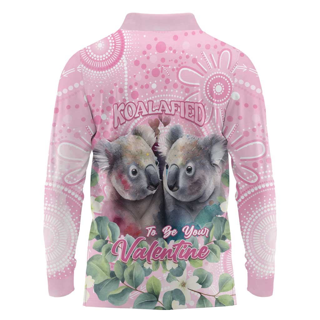 Australia Koala Valentine's Day Long Sleeve Polo Shirt Koalified To Be Your Valentine