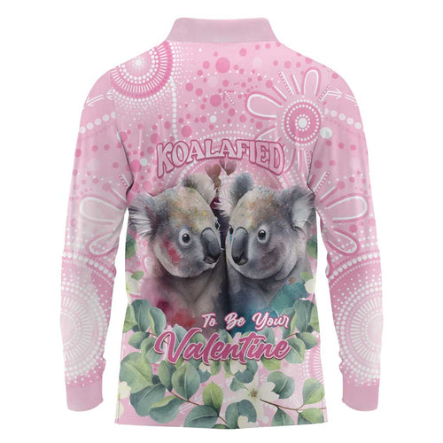 Australia Koala Valentine's Day Long Sleeve Polo Shirt Koalified To Be Your Valentine