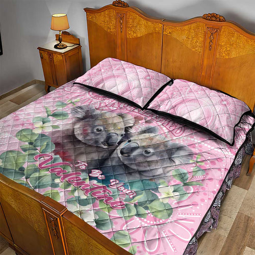 Australia Koala Valentine's Day Quilt Bed Set Koalified To Be Your Valentine