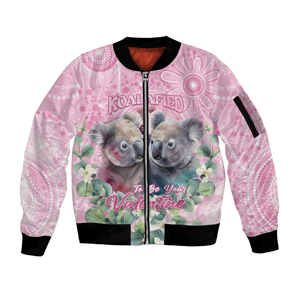 Australia Koala Valentine's Day Sleeve Zip Bomber Jacket Koalified To Be Your Valentine