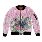Australia Koala Valentine's Day Sleeve Zip Bomber Jacket Koalified To Be Your Valentine