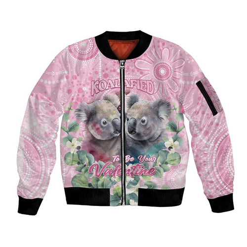 Australia Koala Valentine's Day Sleeve Zip Bomber Jacket Koalified To Be Your Valentine