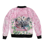 Australia Koala Valentine's Day Sleeve Zip Bomber Jacket Koalified To Be Your Valentine