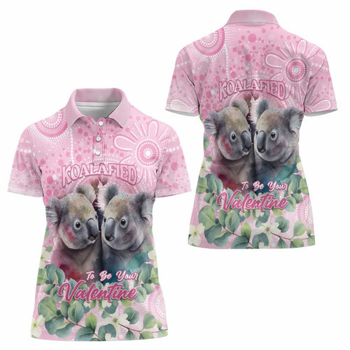 Australia Koala Valentine's Day Women Polo Shirt Koalified To Be Your Valentine