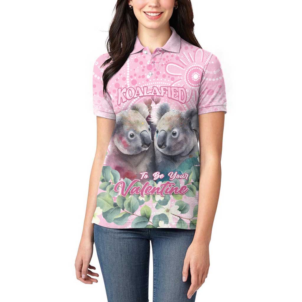 Australia Koala Valentine's Day Women Polo Shirt Koalified To Be Your Valentine