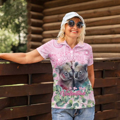 Australia Koala Valentine's Day Women Polo Shirt Koalified To Be Your Valentine
