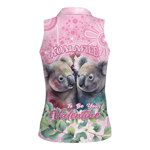 Australia Koala Valentine's Day Women Sleeveless Polo Shirt Koalified To Be Your Valentine