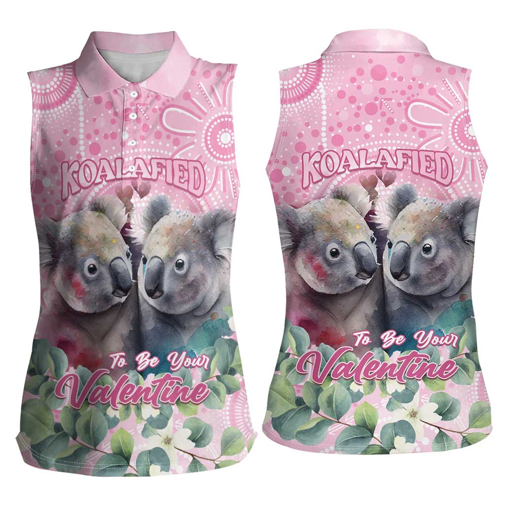 Australia Koala Valentine's Day Women Sleeveless Polo Shirt Koalified To Be Your Valentine