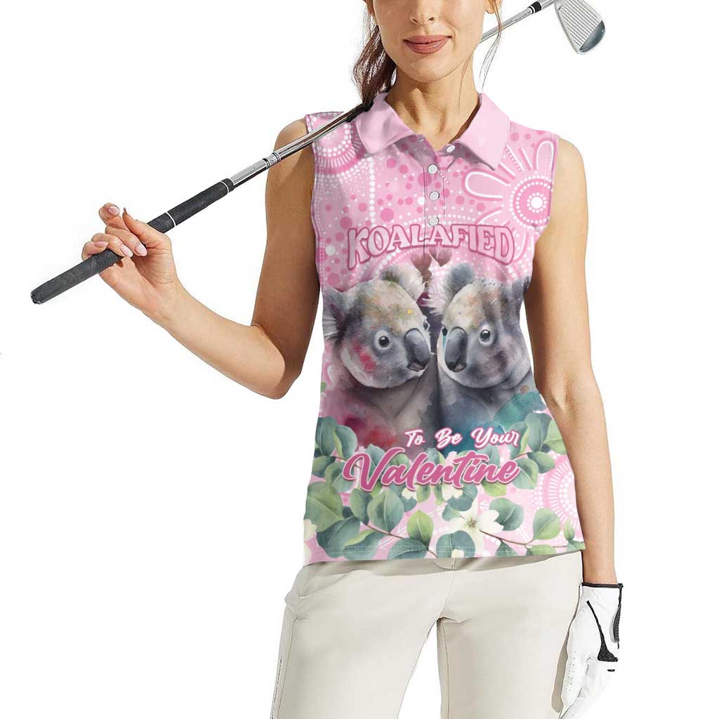 Australia Koala Valentine's Day Women Sleeveless Polo Shirt Koalified To Be Your Valentine