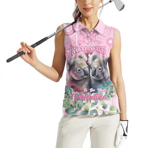 Australia Koala Valentine's Day Women Sleeveless Polo Shirt Koalified To Be Your Valentine
