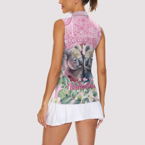 Australia Koala Valentine's Day Women Sleeveless Polo Shirt Koalified To Be Your Valentine
