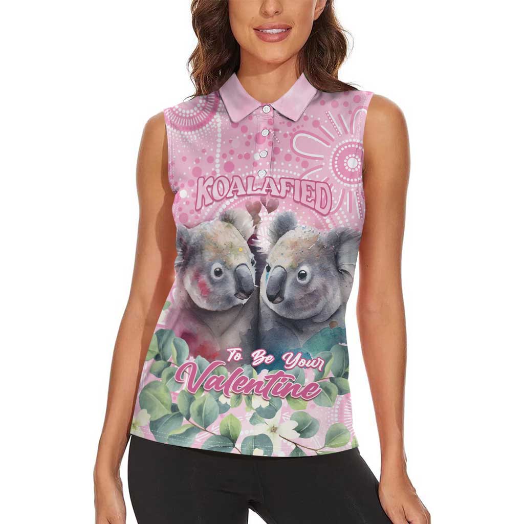 Australia Koala Valentine's Day Women Sleeveless Polo Shirt Koalified To Be Your Valentine