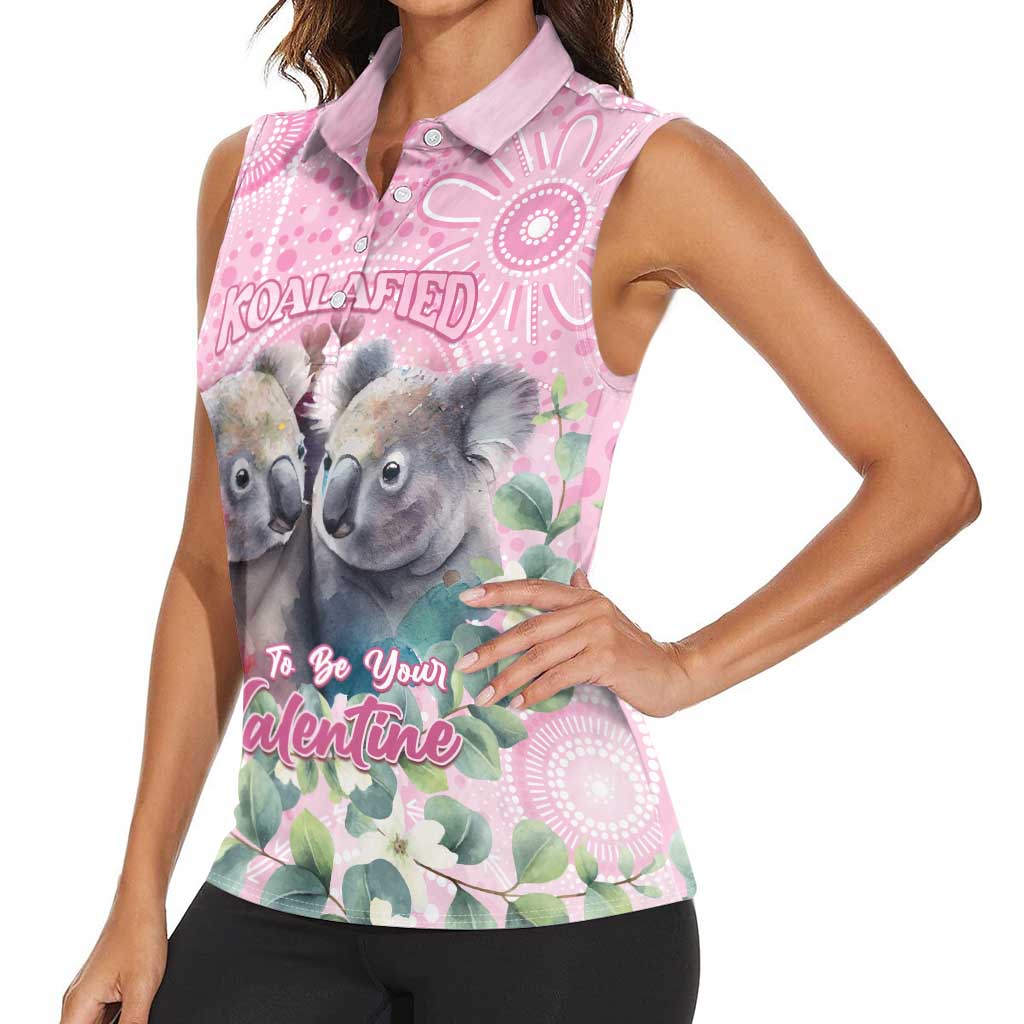 Australia Koala Valentine's Day Women Sleeveless Polo Shirt Koalified To Be Your Valentine