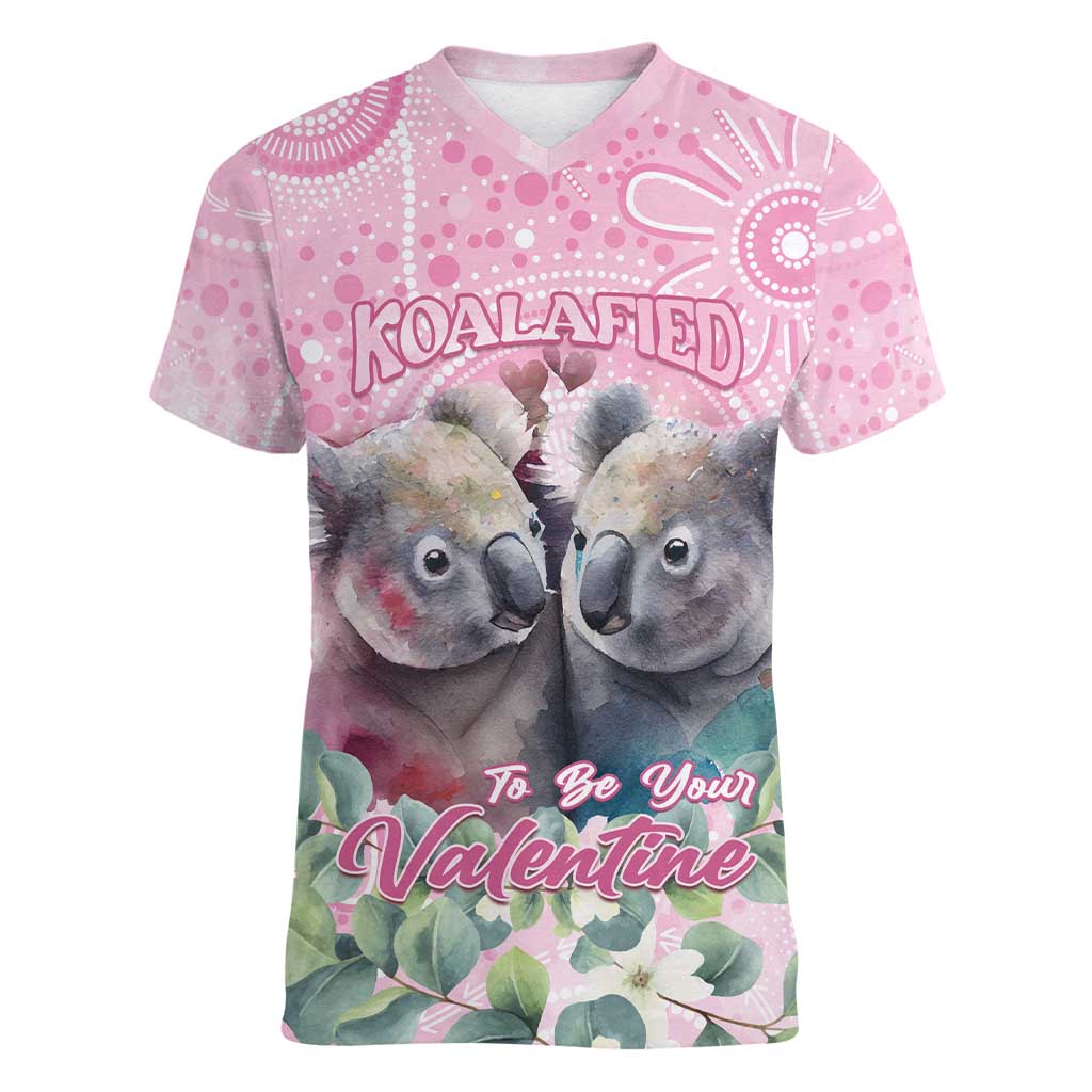 Australia Koala Valentine's Day Women V-Neck T-Shirt Koalified To Be Your Valentine