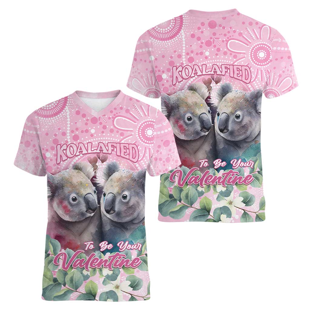Australia Koala Valentine's Day Women V-Neck T-Shirt Koalified To Be Your Valentine