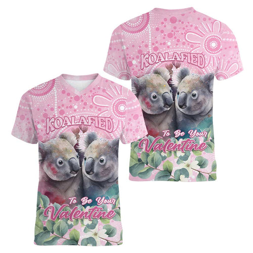 Australia Koala Valentine's Day Women V-Neck T-Shirt Koalified To Be Your Valentine
