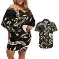 Australia Mothers Day Couples Matching Off Shoulder Short Dress and Hawaiian Shirt Mom And Baby Platypus Aboriginal Art