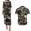 Australia Mothers Day Couples Matching Puletasi and Hawaiian Shirt Mom And Baby Platypus Aboriginal Art
