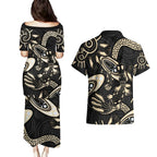 Australia Mothers Day Couples Matching Puletasi and Hawaiian Shirt Mom And Baby Platypus Aboriginal Art