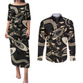 Australia Mothers Day Couples Matching Puletasi and Long Sleeve Button Shirt Mom And Baby Platypus Aboriginal Art