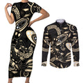 Australia Mothers Day Couples Matching Short Sleeve Bodycon Dress and Long Sleeve Button Shirt Mom And Baby Platypus Aboriginal Art