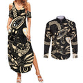 Australia Mothers Day Couples Matching Summer Maxi Dress and Long Sleeve Button Shirt Mom And Baby Platypus Aboriginal Art