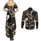 Australia Mothers Day Couples Matching Summer Maxi Dress and Long Sleeve Button Shirt Mom And Baby Platypus Aboriginal Art