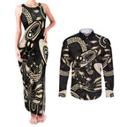 Australia Mothers Day Couples Matching Tank Maxi Dress and Long Sleeve Button Shirt Mom And Baby Platypus Aboriginal Art