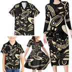 Australia Mothers Day Family Matching Long Sleeve Bodycon Dress and Hawaiian Shirt Mom And Baby Platypus Aboriginal Art