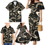 Australia Mothers Day Family Matching Mermaid Dress and Hawaiian Shirt Mom And Baby Platypus Aboriginal Art