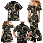 Australia Mothers Day Family Matching Mermaid Dress and Hawaiian Shirt Mom And Baby Platypus Aboriginal Art