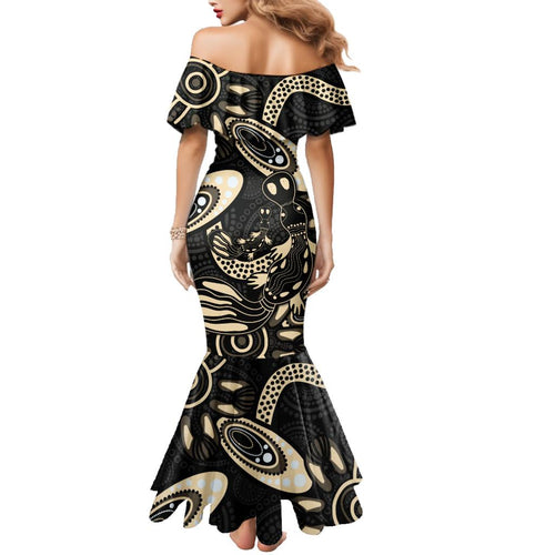 Australia Mothers Day Family Matching Mermaid Dress and Hawaiian Shirt Mom And Baby Platypus Aboriginal Art