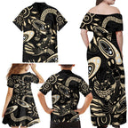 Australia Mothers Day Family Matching Off Shoulder Maxi Dress and Hawaiian Shirt Mom And Baby Platypus Aboriginal Art