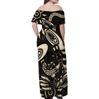 Australia Mothers Day Family Matching Off Shoulder Maxi Dress and Hawaiian Shirt Mom And Baby Platypus Aboriginal Art