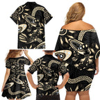 Australia Mothers Day Family Matching Off Shoulder Short Dress and Hawaiian Shirt Mom And Baby Platypus Aboriginal Art