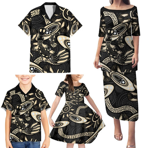 Australia Mothers Day Family Matching Puletasi and Hawaiian Shirt Mom And Baby Platypus Aboriginal Art