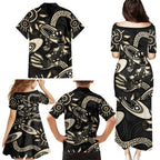 Australia Mothers Day Family Matching Puletasi and Hawaiian Shirt Mom And Baby Platypus Aboriginal Art
