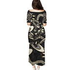 Australia Mothers Day Family Matching Puletasi and Hawaiian Shirt Mom And Baby Platypus Aboriginal Art